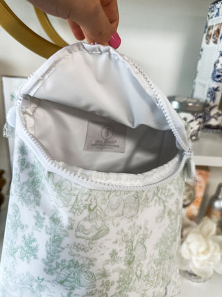 TRVL Green Bunny Toile Insulated Take Away Lunch Bag