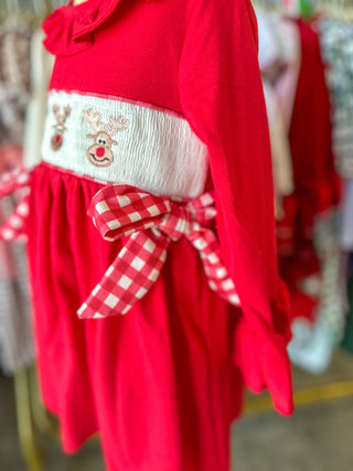 Rudolph Smocked Christmas Dress