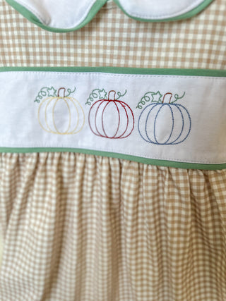 Plaid Pumpkin Patch Embroidered Dress