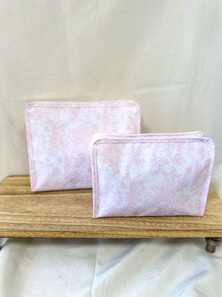 TRVL Bunny Toile Pink Medium Roadie Zip Pouch