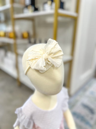 Frilly Frou Mini IVORY Bow Headband