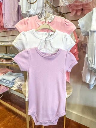 BB White Girl's Puff Sleeve Infant Bodysuit