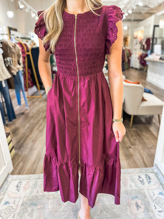 The Burgundy Josie Midi Dress
