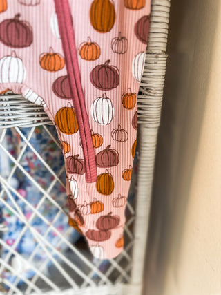 Pink Pumpkin Zippie & Bow Headband Set