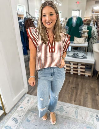Rust Harbor Chic Flutter Sleeve Top