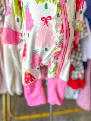 Christmas Tree Baby Girls Romper W/ Long Sleeve