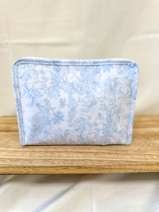 TRVL Bunny Toile Blue Medium Roadie Zip Pouch