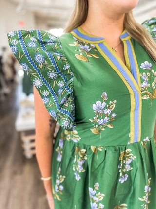 Green Tuscan Bloom Midi Dress