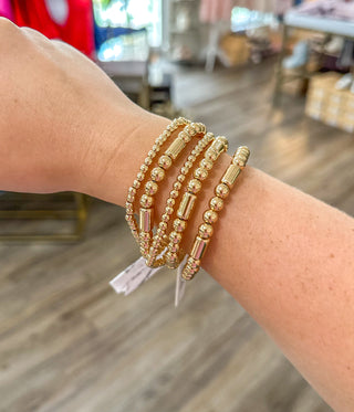 Golden Muse Beaded Stretch Bracelet Set