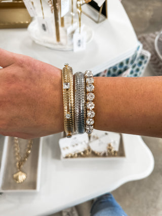 Chunky Gold and Silver Flex Bangles