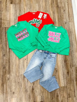 Red Millie Traditional Merry Shiny Chenille Sweatshirt
