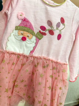 Pink Santa's Sweetheart Glitter Mesh Dress
