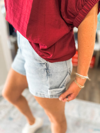 Sun Bleached Bay High Rise Light Wash Denim Shorts - RISEN