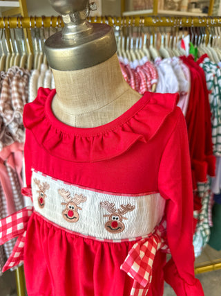 Rudolph Smocked Christmas Dress