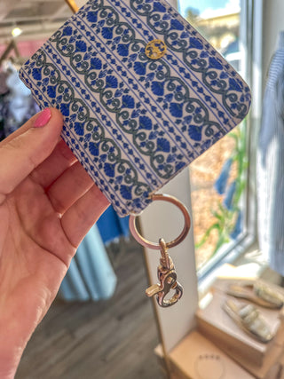 Navy Floral Foulard ID Wallet Holder