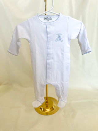 Blue Trim My Teddy Footie- Magnolia Baby