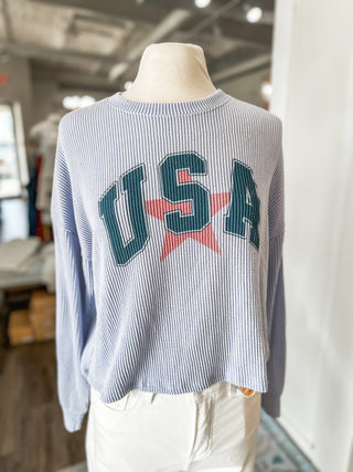 Ribbed Vintage USA Graphic Pullover