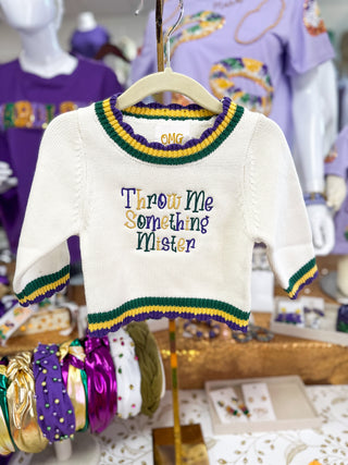 Throw Me Something Mister Mardi Gras Layered Trim Sweater