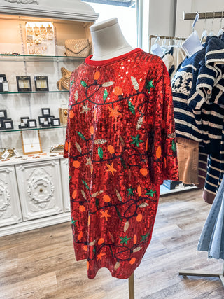Christmas is Calling Sequin Lights Dress