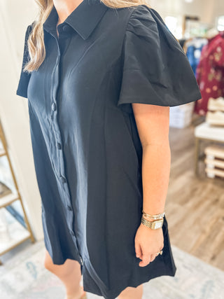 Midnight Charm Button Down Collared Dress