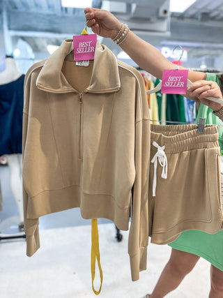 The Jet Set Beige Long Sleeve & Shorts SET