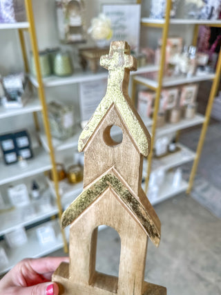 Wood Church Tabletop Decor