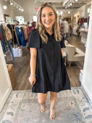 Midnight Charm Button Down Collared Dress