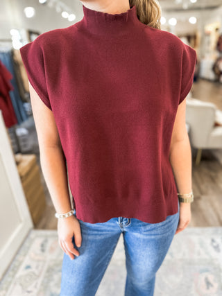 Burgundy Fall Forward Sleeveless Sweater
