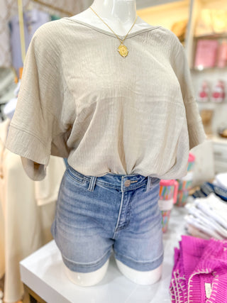 Tessa Light High Rise Front Welt Pocket Risen Denim Shorts - RISEN