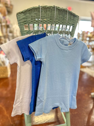 BB Ice Blue Blank Short Sleeved Romper