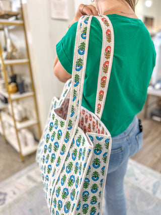 Aster Floral Patterned Tote Bag