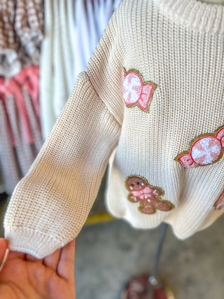 Christmas Gingerbread Man Candy Girls Pullover Sweater