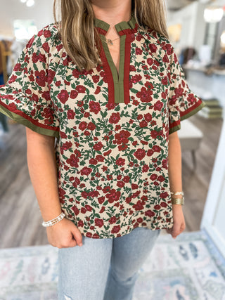 Marigold Manor Ruffle Sleeve Top