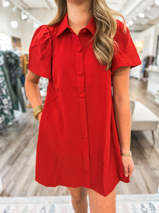 Redwood Charm Button Down Collared Dress