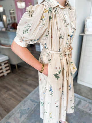 Ecru Garden Stroll MIDI Dress