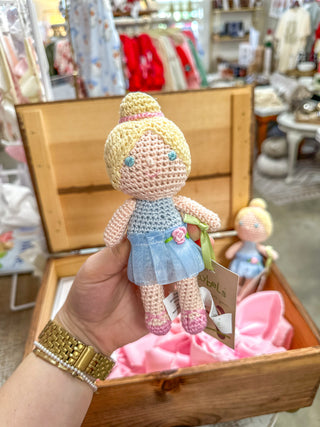 Ballerina Bamboo Blue Crochet Rattle