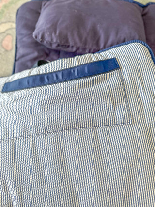 Navy Seersucker Nap Mat Roll
