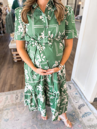 Green Chateau Nights Midi Dress