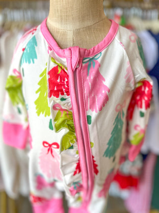 Christmas Tree Baby Girls Romper W/ Long Sleeve