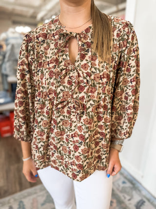 Rosewood Meadow Corduroy Bow Detail Top