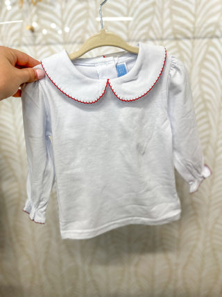 Rhetta Peter Pan Collar Shirt- Red