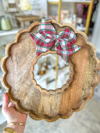 Wreath Bow Board W/ Holiday PLAID Bow