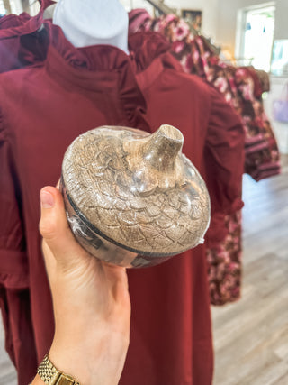 Fall Chai Tea Glass Acorn Candle