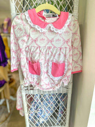 Pink Bow Tie Pumpkin Print Bubble