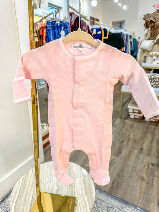 Jane Pink Mini Stripes Footie- Magnolia Baby