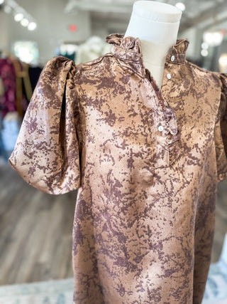 The Brown Evangeline Grace Mini Dress