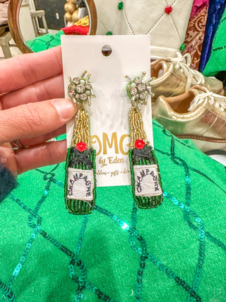 Unique Beaded Holiday Champagne Earrings