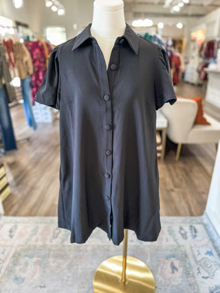 Midnight Charm Button Down Collared Dress