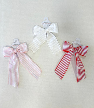 Light Pink Seersucker Tail Bow
