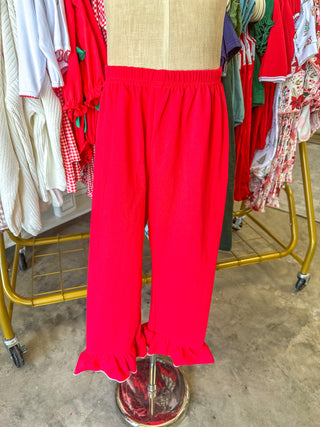 Christmas Red Girls Embroidered Pajamas